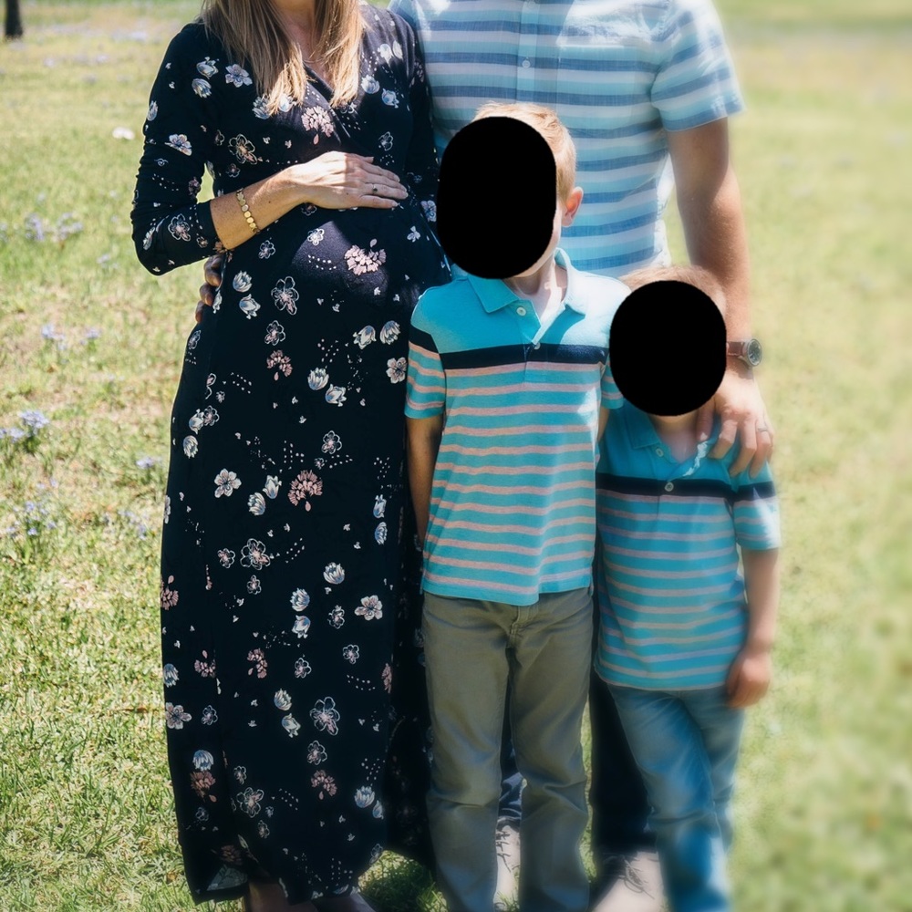 Navy floral wrap dress (maternity)